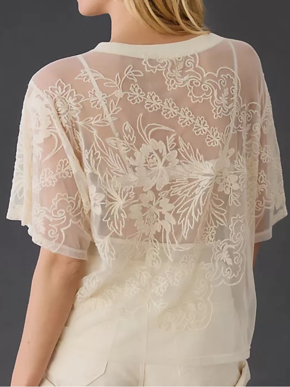 Anthropologie sheet embroidered tshirt - Picture 2 of 8